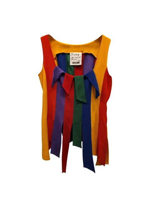 1990s Moschino vintage Cheap and Chic Carwash Rainbow Fringe Tank Top size S Moschino Pre-Owned | TOP FRANGE LA TATALA TATA