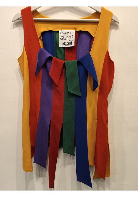 1990s Moschino vintage Cheap and Chic Carwash Rainbow Fringe Tank Top size S Moschino Pre-Owned | TOP FRANGE LA TATALA TATA
