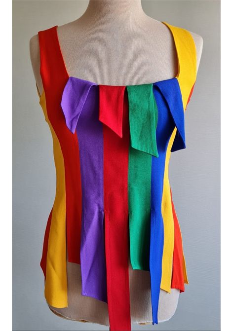1990s Moschino vintage Cheap and Chic Carwash Rainbow Fringe Tank Top size S Moschino Pre-Owned | TOP FRANGE LA TATALA TATA