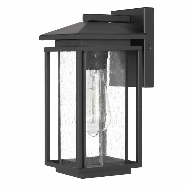 Breckenridge 11 In 1-Light  Matte Black Outdoor Wall Sconce with Seeded Glass