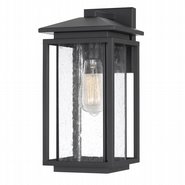 Breckenridge 13 In 1-Light  Matte Black Outdoor Wall Sconce with Seeded Glass