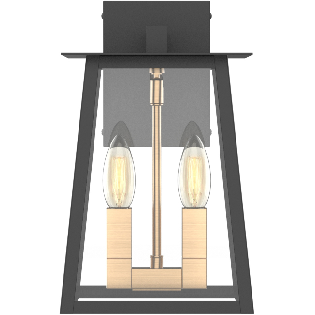 Timberland 12 in 2-Light Gold Candelabra Outdoor Wall Scone Lamp Matte Black Finish