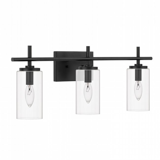 Raleigh 3-Light Matte Black Finish Vanity Light 6“ x24”x 9.63“
