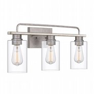Nemo 3-Light Galvanized & Antique White Wash Wood Vanity Light 5.75“ x22”x 9.63“