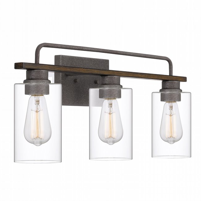 Nemo 3-Light Artisan Iron & Wood Vanity Light 5.75“ x22”x 9.63“