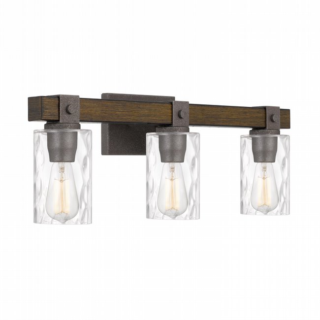 Hampton 3-Light Artisan Iron & Wood finish Vanity Light 6“ x24”x 9.25“