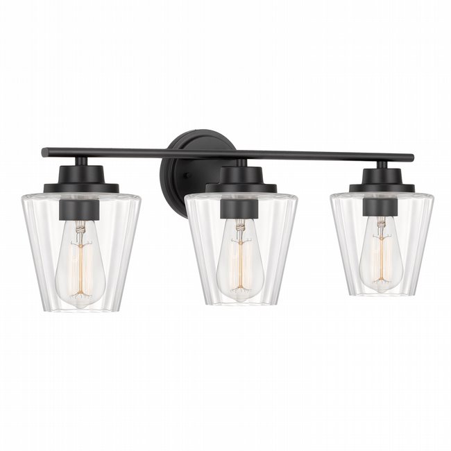 Apollo 3-Light Matte Black Finish Vanity Light 7.25“ x24.88”x 7.88“