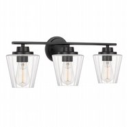 Apollo 3-Light Matte Black Finish Vanity Light 7.25“ x24.88”x 7.88“