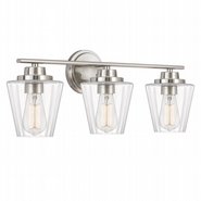 Apollo 3-Light Brushed Nickel Finish Vanity Light 7.25“ x24.88”x 7.88“