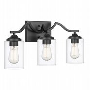 Tarantuga 3-light Black Finish Vanity Light with Prismatic Clear Glass Shades