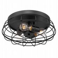 Montego 15 in. 3-Light Matte Black Metal Cage Flush Mount