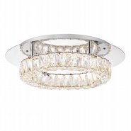 Galaxy 1-Light Integrated LED Chrome Finish and Clear Crystal Flush Mount Ceiling Light 17.5 in. Dia x 7 in. H Round 