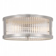 Toluca 2-Light Brushed Nickel Finish Clear Ribbed Glass Flush Mount 11.8“ x11.8”x 5.8“