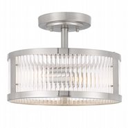 Toluca 2-Light Brushed Nickel Finish Clear Ribbed Glass Semi-Flush Mount 11.8“ x11.8”x 9“
