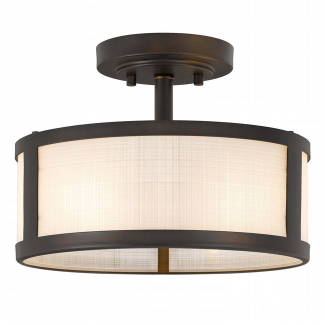 Calais 2-Light ORB Finish Linen Glass Semi-Flush Mount 11.8“ x11.8”x 9“
