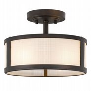 Calais 2-Light ORB Finish Linen Glass Semi-Flush Mount 11.8“ x11.8”x 9“