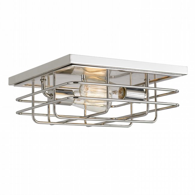 Attica 2-Light Polished Nickel Finish Flush Mount 12.63“ x12.63”x 5“