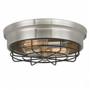 Bethpage 2-Light Brushed Nickel Canopy with Black Wire Frame Flush Mount 12.7