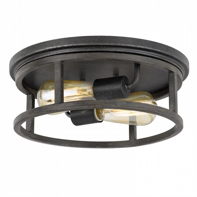Newport 2-Light Guilded Iron & Seaside Oak Flush Mount 13“ x13”x 4.75“