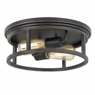Newport 2-Light Guilded Iron & Seaside Oak Flush Mount 13“ x13”x 4.75“