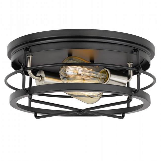 Westwood 2-Light Black Frame with Brushed Nickel Socket Flush Mount 13.88“ x13.88”x 5.87“