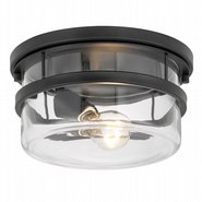 Kenmore 1-Light Black Finish Flush Mount 9.88“ x9.88”x 5“