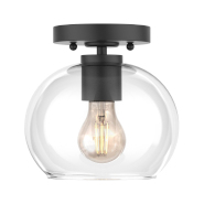 Luna 1-Light Modern Semi Flush Mount Ceiling Lighting with Clear Glass Shade and Matte Black