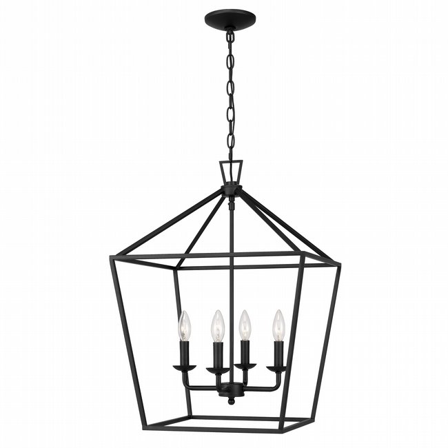 Charleston 4-Light Matte Black Finish Linear Pendant Light W18 x D18 x 25H 