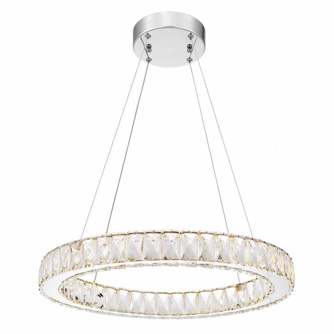 Galaxy 1 Light Integrated LED Light Chrome Finish diamond Cut Crystal Oval Ring Chandelier 3000K D20x2.3H
