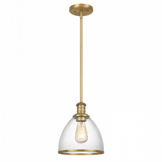 Cloe 1-Light Vintage Brass Finish Harmer Glass Pendant 9“ x9”x 10.5“