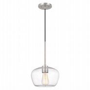 Hive 1-Light Brushed Nickel Finish Silver Flakes Glass Pendant 10“ x10”x 15.5“