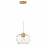 Hive 1-Light Vintage brass Finish Gold Flakes Glass Pendant 10“ x10”x 15.5“