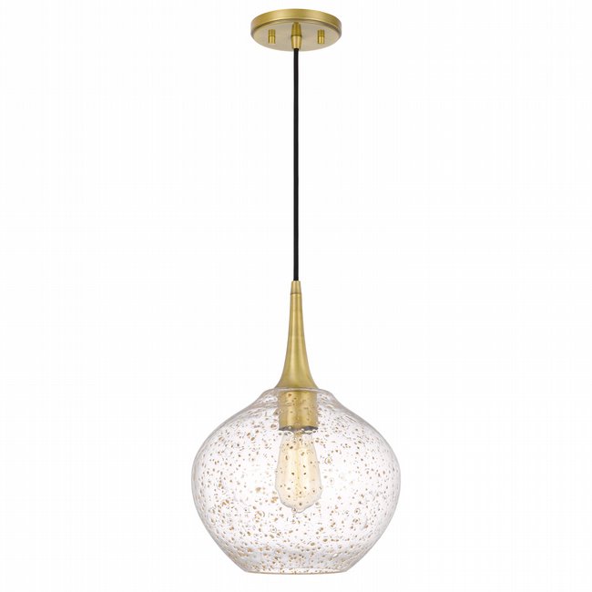 Hive 1-Light Vintage brass Finish Gold Flakes Glass Pendant 11“ x11”x 15“