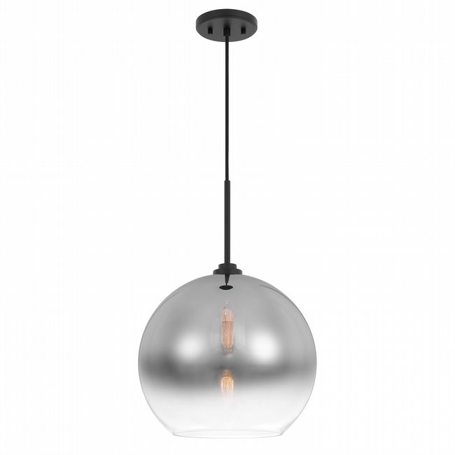 Phantasm II 1-Light Black Finish Smoke Graduated Color Glass Pendant 10“ x10”x 16“