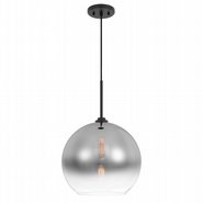 Phantasm II 1-Light Black Finish Smoke Graduated Color Glass Pendant 10“ x10”x 16“