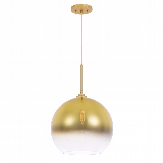 Phantasm II 1-Light Light Gold Finish Champagne Graduated Color Glass Pendant 10“ x10”x 16“