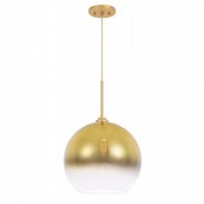 Phantasm II 1-Light Light Gold Finish Champagne Graduated Color Glass Pendant 10“ x10”x 16“