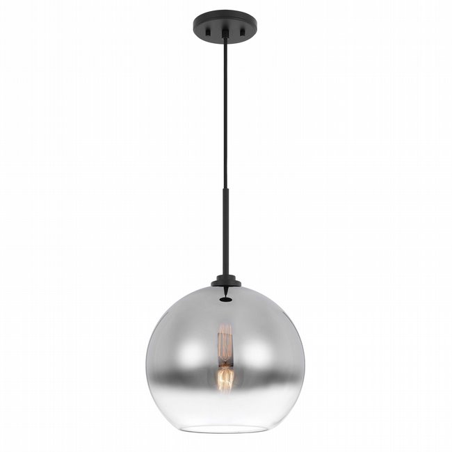 Phantasm II 1-Light Black Finish Smoke Graduated Color Glass Pendant 12“ x12”x 18“