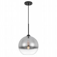 Phantasm II 1-Light Black Finish Smoke Graduated Color Glass Pendant 12“ x12”x 18“