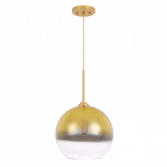 Phantasm II 1-Light Light Gold Finish Champagne Graduated Color Glass Pendant 12“ x12”x 18“