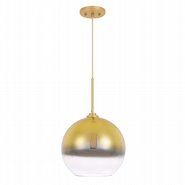 Phantasm II 1-Light Light Gold Finish Champagne Graduated Color Glass Pendant 12“ x12”x 18“
