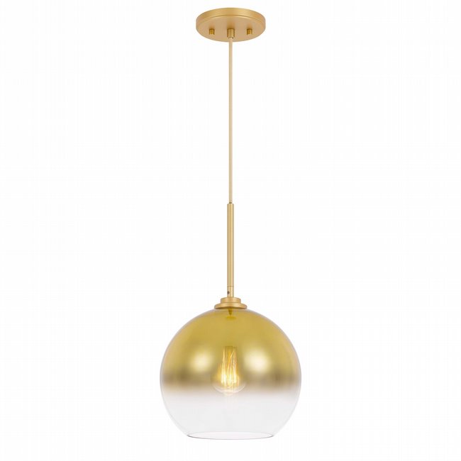 Phantasm II 1-Light Light Gold Finish Champagne Graduated Color Glass Pendant 14“ x14”x 20“