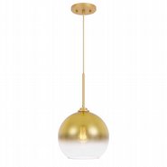 Phantasm II 1-Light Light Gold Finish Champagne Graduated Color Glass Pendant 14“ x14”x 20“