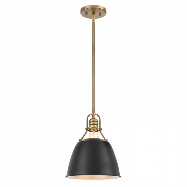 Helmut 1-Light Vintage Brass Black Shade Pendant 10“ x10”x 12“