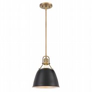 Helmut 1-Light Vintage Brass Black Shade Pendant 10“ x10”x 12“