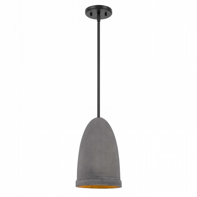 Remington 1-Light Black Finish Concrete Grey Shade Pendant 8“D x 12H