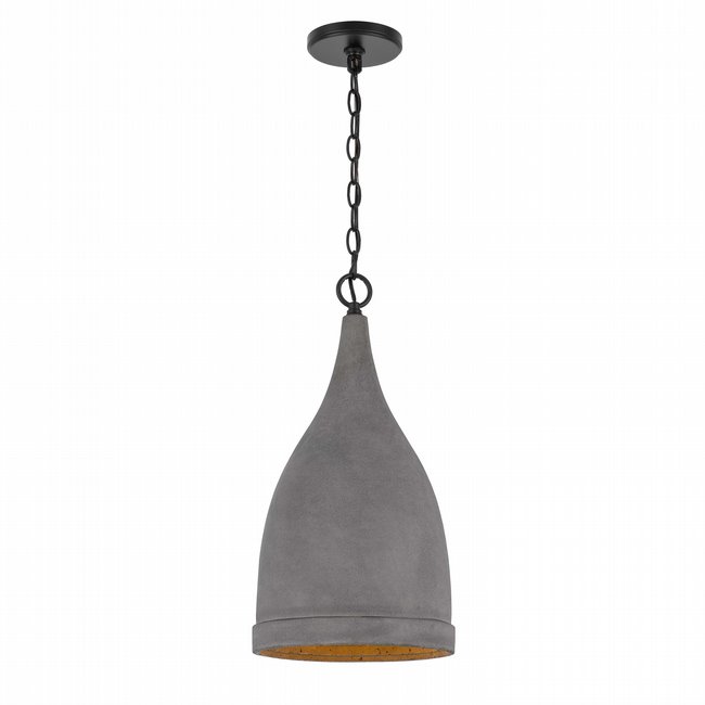 Remington 1-Light Black Finish Concrete Grey Shade Pendant 10D x 19.63H