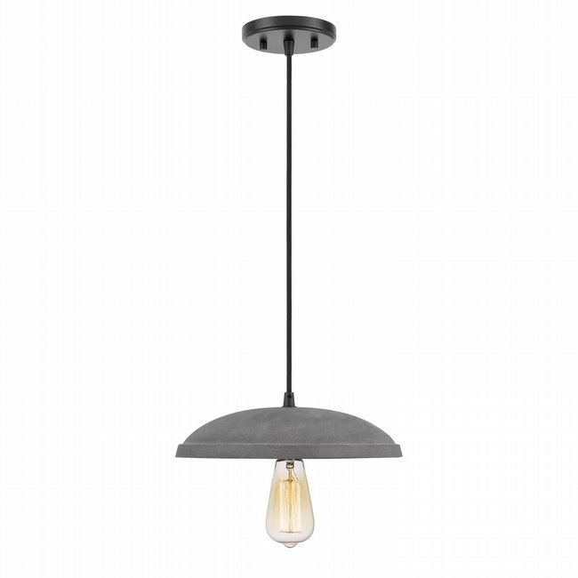 Remington 1-Light Black Finish Concrete Grey Shade Pendant 11.88D X 3.25H