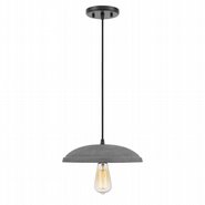 Remington 1-Light Black Finish Concrete Grey Shade Pendant 11.88