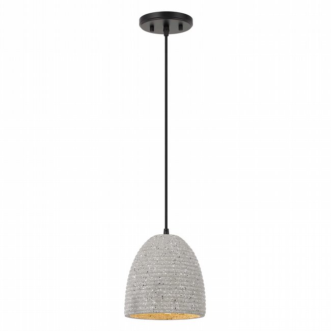 Remington 1-Light Black Finish Concrete Grey Shade Pendant 7.25D X 8.63H